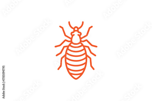 Vibrant Orange Line Art Louse Insect Pest Bug Outline Vector Illustration for Dermatology Health and Hygiene Concepts and Infestation