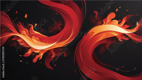 abstract fire flames background with red and orange light waves and smoky pattern