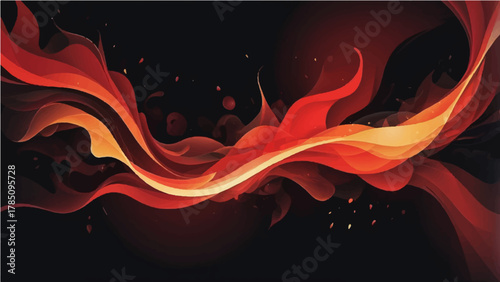 abstract fire flames background with red and orange light waves and smoky pattern
