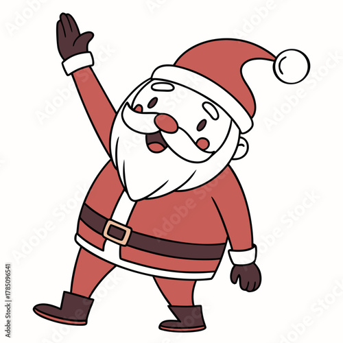 Santa Claus's Joyful Greeting: a cheerful illustration of Santa Claus, extends a welcoming arm to usher in the Christmas season. A symbol of generosity and good cheer.