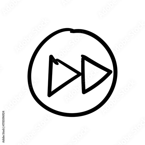Hand-drawn fast forward button icon sketch. Simple doodle of a media player control symbol