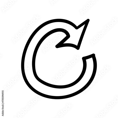 Circular arrow symbol A minimalist black and white graphic representing refresh, repeat, or update actions