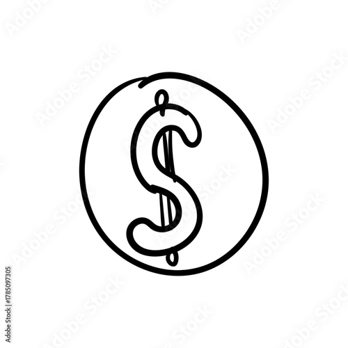 Hand-drawn dollar sign illustration inside a circle, representing finance and economic concepts