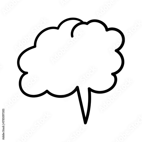 Hand-drawn cloud-shaped speech bubble icon for representing thoughts, creative ideas, and dialogue