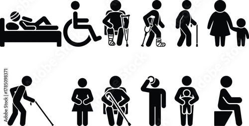 Diverse human conditions: disability, age, and care pictograms
