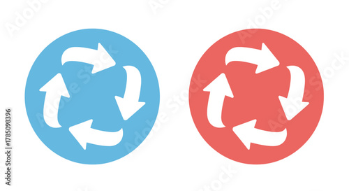 circular arrows flow in blue and red circles showing direction, vector illustration Isolated on white background