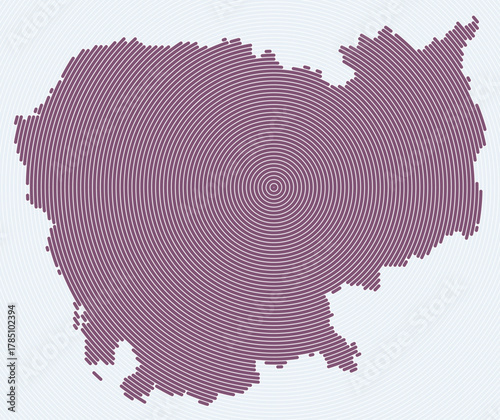 Cambodia shape rings. Country map formed by stacked circles. Cambodia boundary shape design. Modern vector illustration.