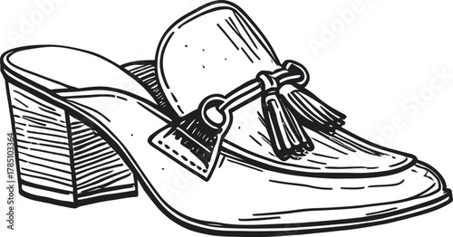 Mule Heel Shoe Hand-Drawn Illustration