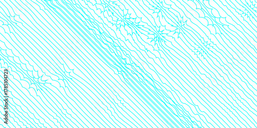 Abstract repeating wavy lines in cyan colors on smooth curve disserted groovy wrinkle line seamless pattern vector white background, minimal illustration design line art geometric isolated design.