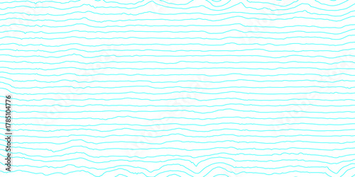 Abstract repeating wavy lines in cyan colors on smooth curve disserted groovy wrinkle line seamless pattern vector white background, minimal illustration design line art geometric isolated design.