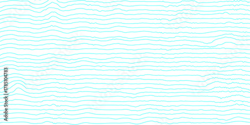 Abstract repeating wavy lines in cyan colors on smooth curve disserted groovy wrinkle line seamless pattern vector white background, minimal illustration design line art geometric isolated design.