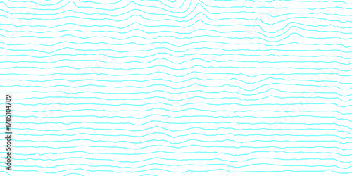Abstract repeating wavy lines in cyan colors on smooth curve disserted groovy wrinkle line seamless pattern vector white background, minimal illustration design line art geometric isolated design.