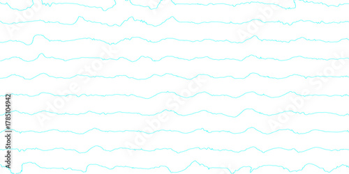 Abstract repeating wavy lines in cyan colors on smooth curve disserted groovy wrinkle line seamless pattern vector white background, minimal illustration design line art geometric isolated design.
