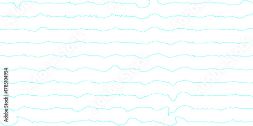 Abstract repeating wavy lines in cyan colors on smooth curve disserted groovy wrinkle line seamless pattern vector white background, minimal illustration design line art geometric isolated design.