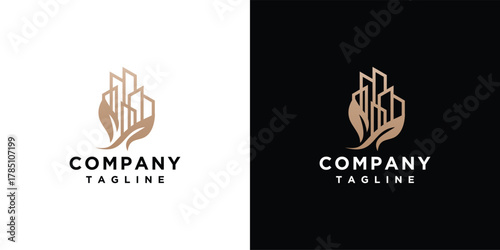 building logo design template with leaves