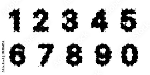 Numbers halftone effect Font Vector Graphic Illustration