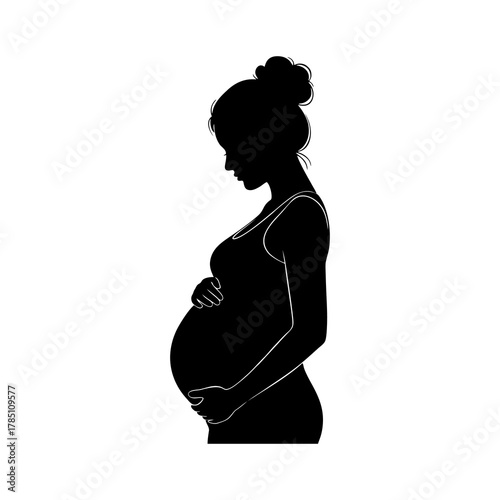 vector silhouette of a pregnant woman isolated on a white background