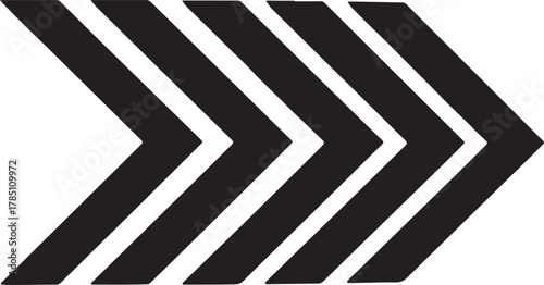A dynamic abstract design featuring a series of bold thick black chevron arrows arranged in a striking and modern composition perfect for graphic elements