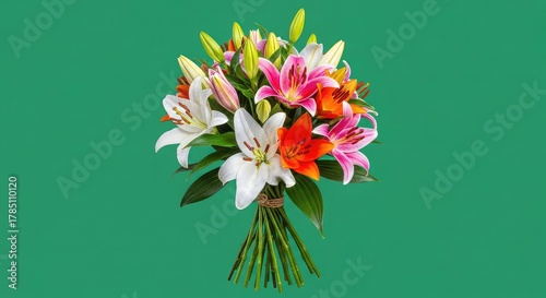 Vibrant mixed lily bouquet bursts with color, perfect for celebrations and gifting