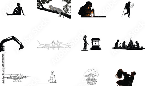 Diverse Silhouettes And Illustrations leopard tree