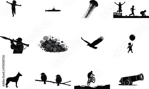 Diverse Silhouettes Collection child running