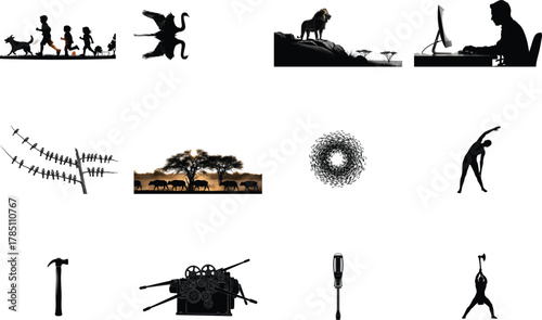 Diverse Silhouettes Collection children running