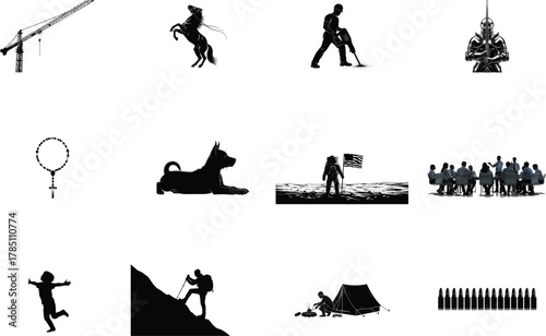 Diverse Silhouettes Collection crane horse