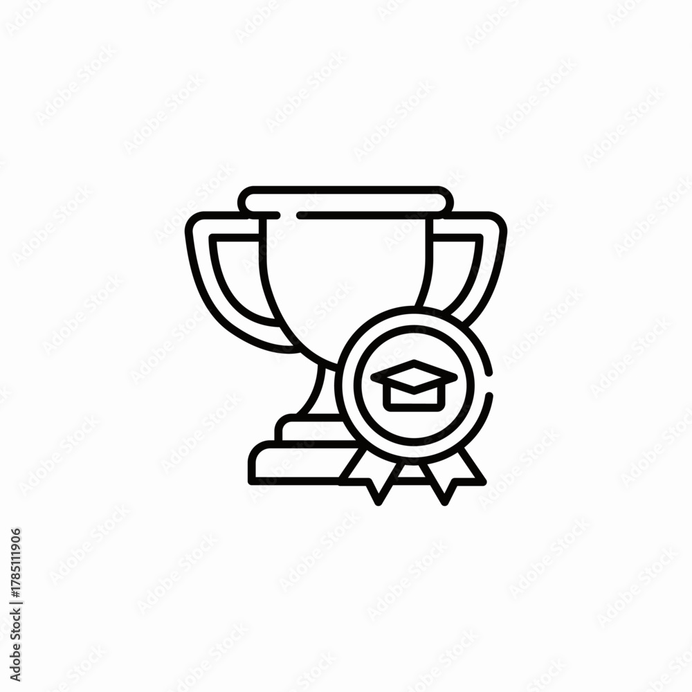 Fototapeta premium achievement trophy education icon sign vector
