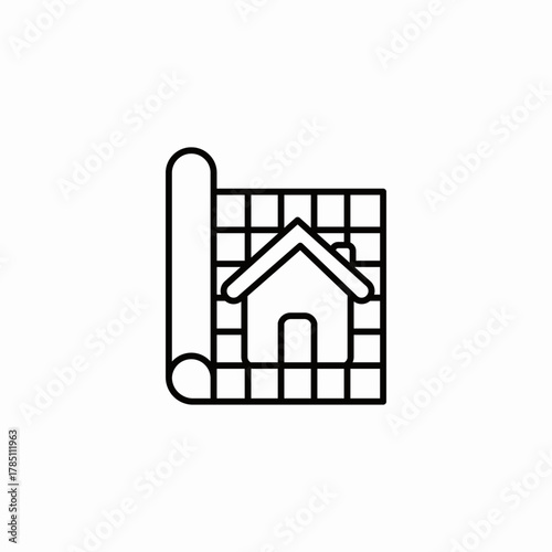 blueprint house design icon sign vector