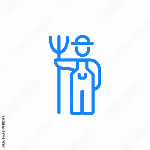 farmer with pitchfork icon sign vector