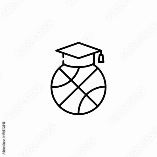 globe graduation education icon sign vector