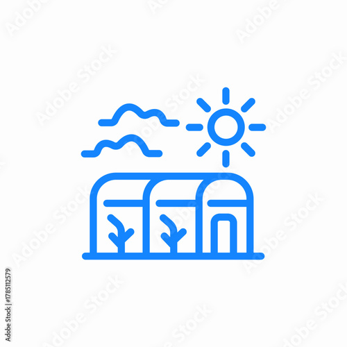 greenhouse sun plants icon sign vector