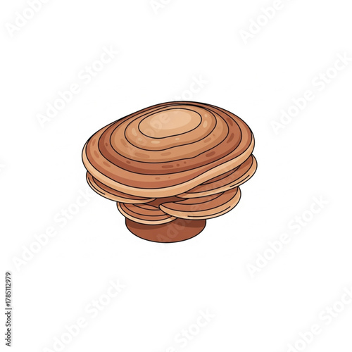 Unique mushroom illustration with organic texture, perfect for nature-inspired designs, botanical illustrations, or natural product packaging, earthy and warm