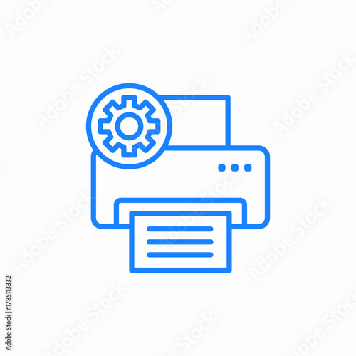 printer settings and repair printing pape icon sign vector