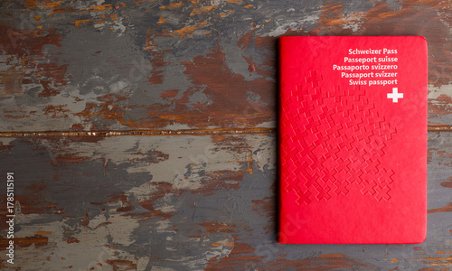 Swiss passport on a light background