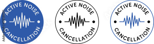 Active Noise Cancellation ANC  feature seal with sound waves being digitally cancelled, symbolizing superior audio technology and isolation.