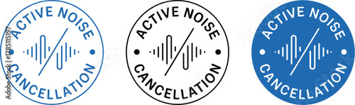Active Noise Cancellation ANC  feature seal with sound waves being digitally cancelled, symbolizing superior audio technology and isolation.