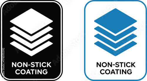 Non Stick Coating Layers Icon for Cookware Packaging: Graphic Symbol Representing High-Quality Multi-Layered Protection