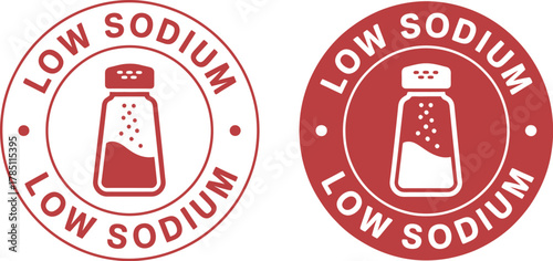 Low Sodium Product Label Stamp with Salt Shaker Icon: Essential Graphic Design for Healthy Diet and Reduced Salt Intake