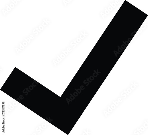 Black check mark isolated on white background, indicating approval or success