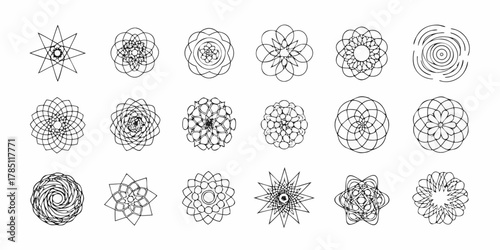 Foto Collection of intricate geometric circular mandala designs and abstract patterns