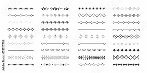 Collection of decorative geometric borders and dividers with diamond and circle motifs