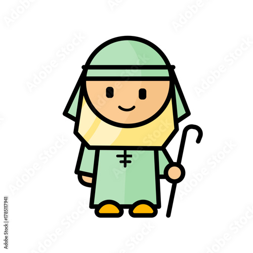 Moses the prophet holding staff - vector illustration