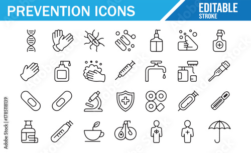 Public Health and Sanitation Icons — Preventive Medicine Vector Elements