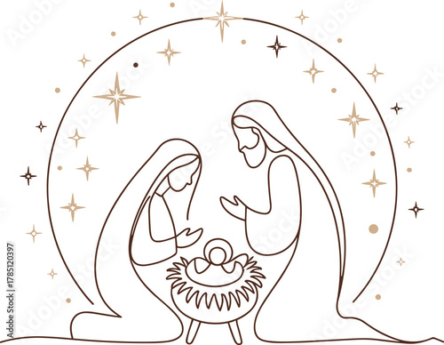 Nativity scene with Mary Joseph and baby Jesus christmas