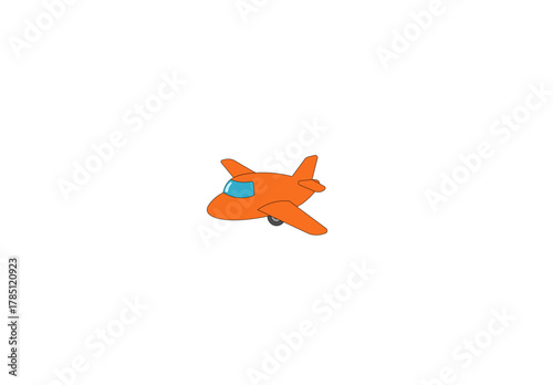 Vector illustration of a cartoon orange airplane on a white background