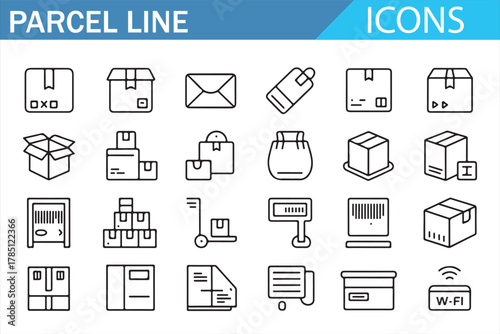 Modern parcel icons collection for online delivery services