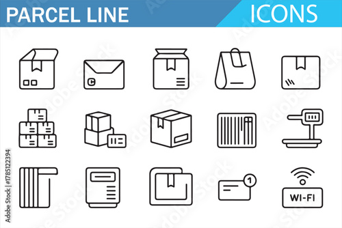 Shipping and delivery outline icon pack for logistics and business use
