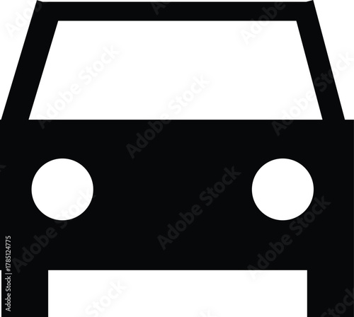 Black car icon isolated on white background, simple vehicle illustration