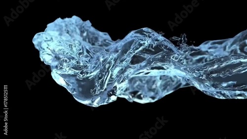 Curved water stream twisting smoothly with clear fluid motion on dark background